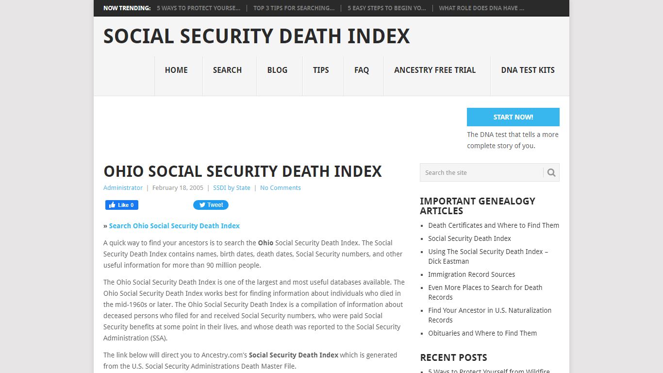 Ohio Social Security Death Index